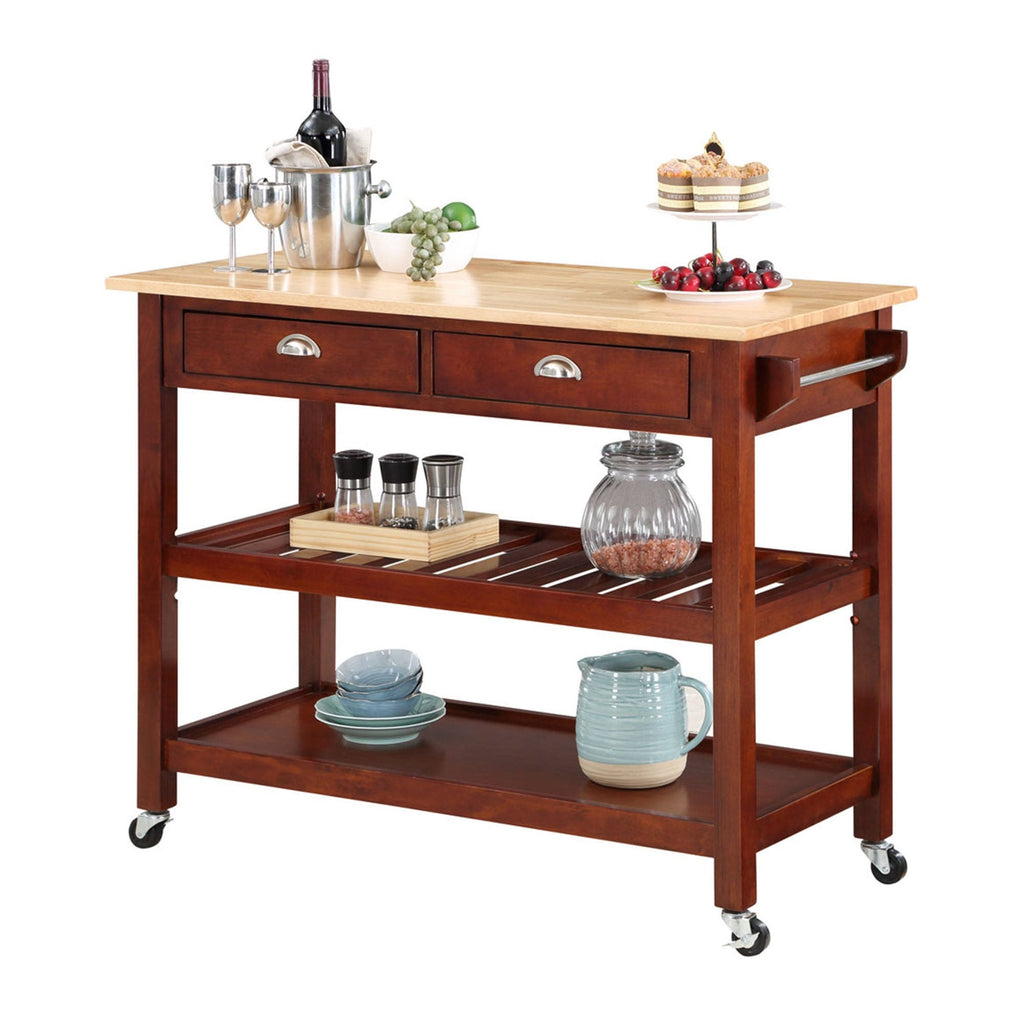 3 Tier Butcher Block Kitchen Cart with Drawers H53948