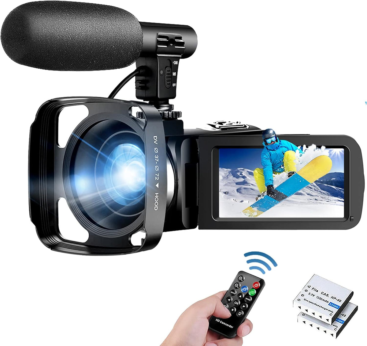 1080P Full HD 30FPS 24MP Vlogging Camera with Microphone, Remote Control, 2 Batteries, Lens Hood K908713