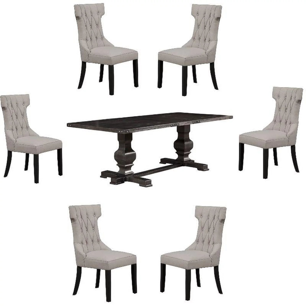7 Piece Dark Oak Dining Table and 6 Chairs T37183