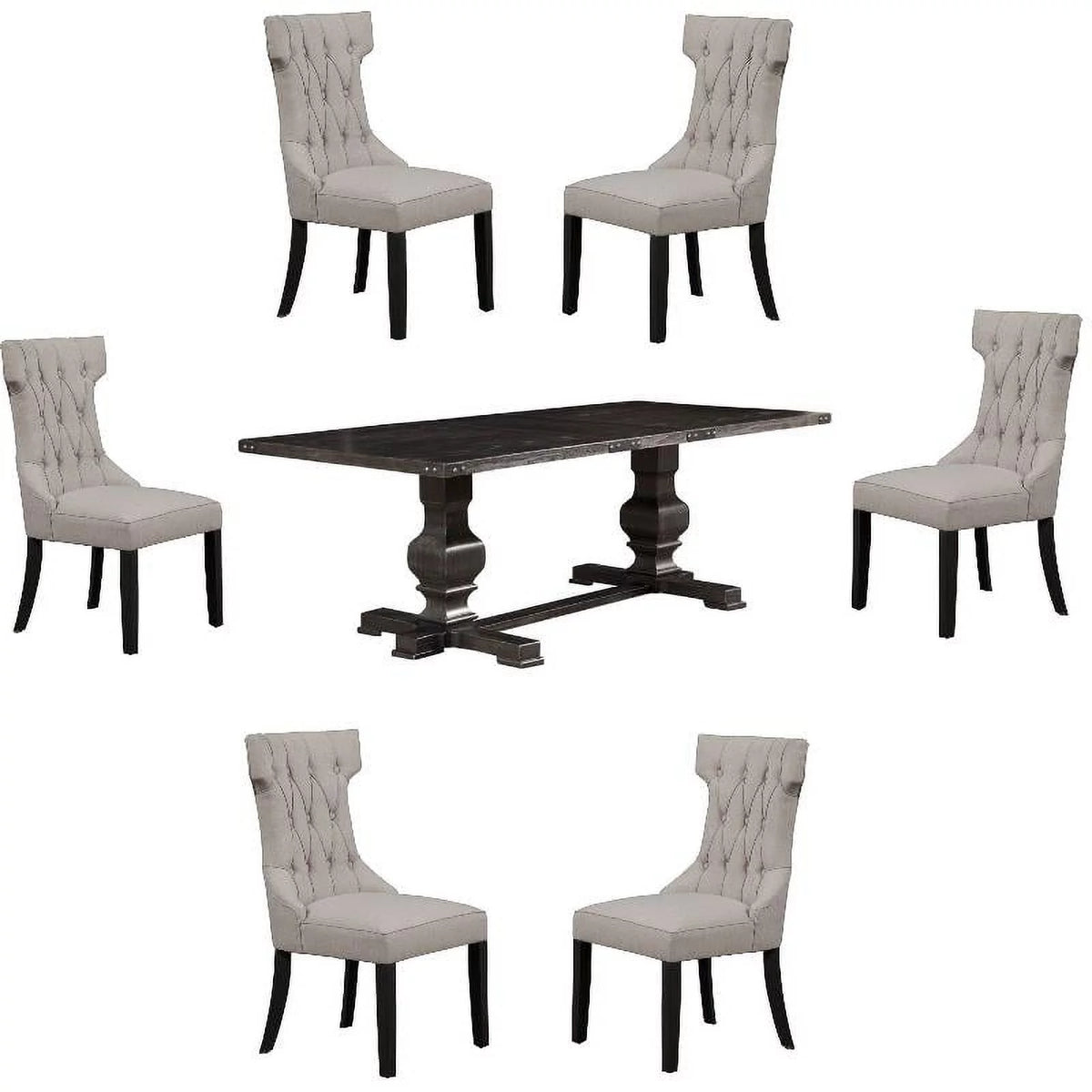 7 Piece Dark Oak Dining Table and 6 Chairs T37183