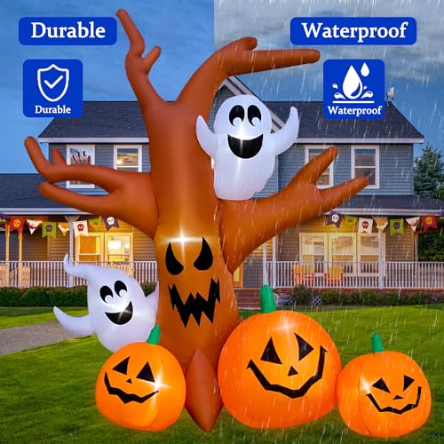 8 Ft Halloween Inflatable Dead Tree with Ghosts Pumpkins R281380