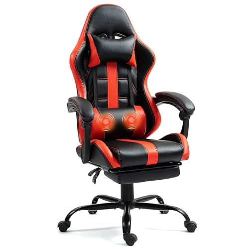 Black Ergonomic High Back Massage Gaming Chair with Footrest N706309