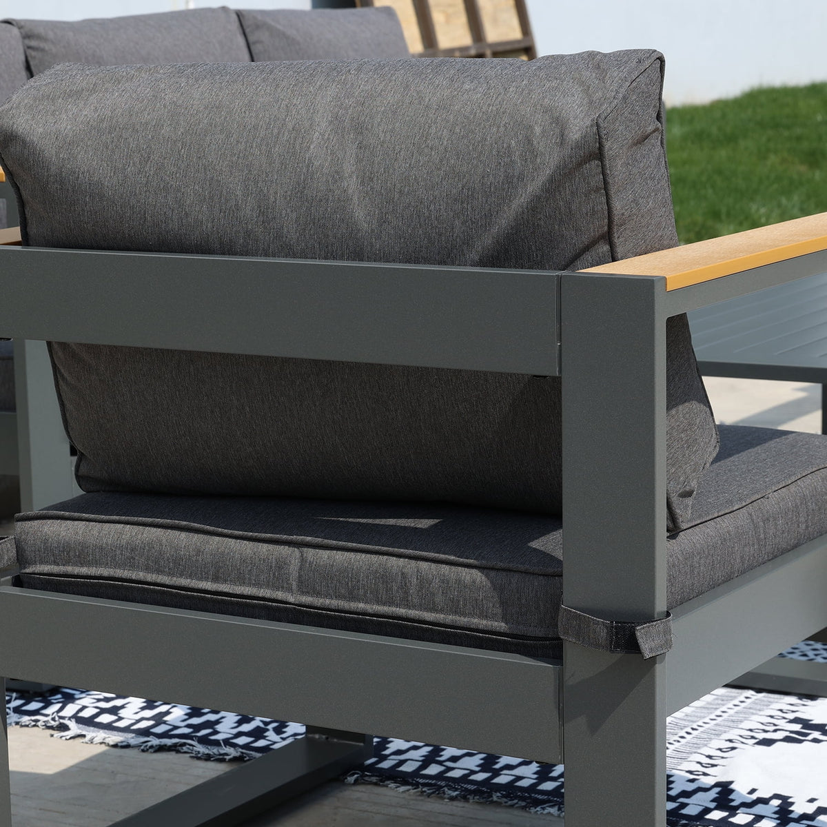 2 PCS Aluminum Outdoor Sofa with Cushions J2088