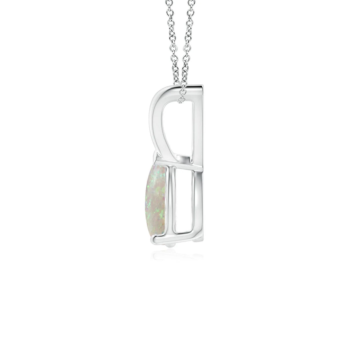 Natural 7x5mm Pear Opal Solitaire Pendant Necklace in Sterling Silver C622085