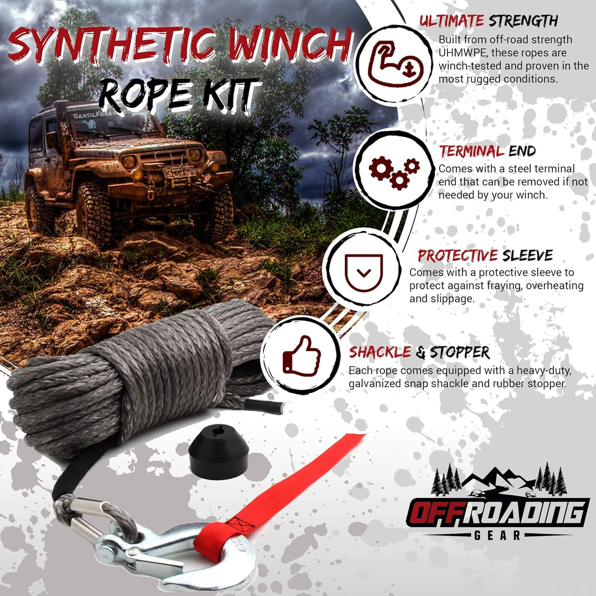 50'x3/16” Synthetic Winch Rope Kit N220678