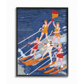 Retro Waterski Watercolor Painting Framed Wall Art, 24" x 30", Black Framed I8211