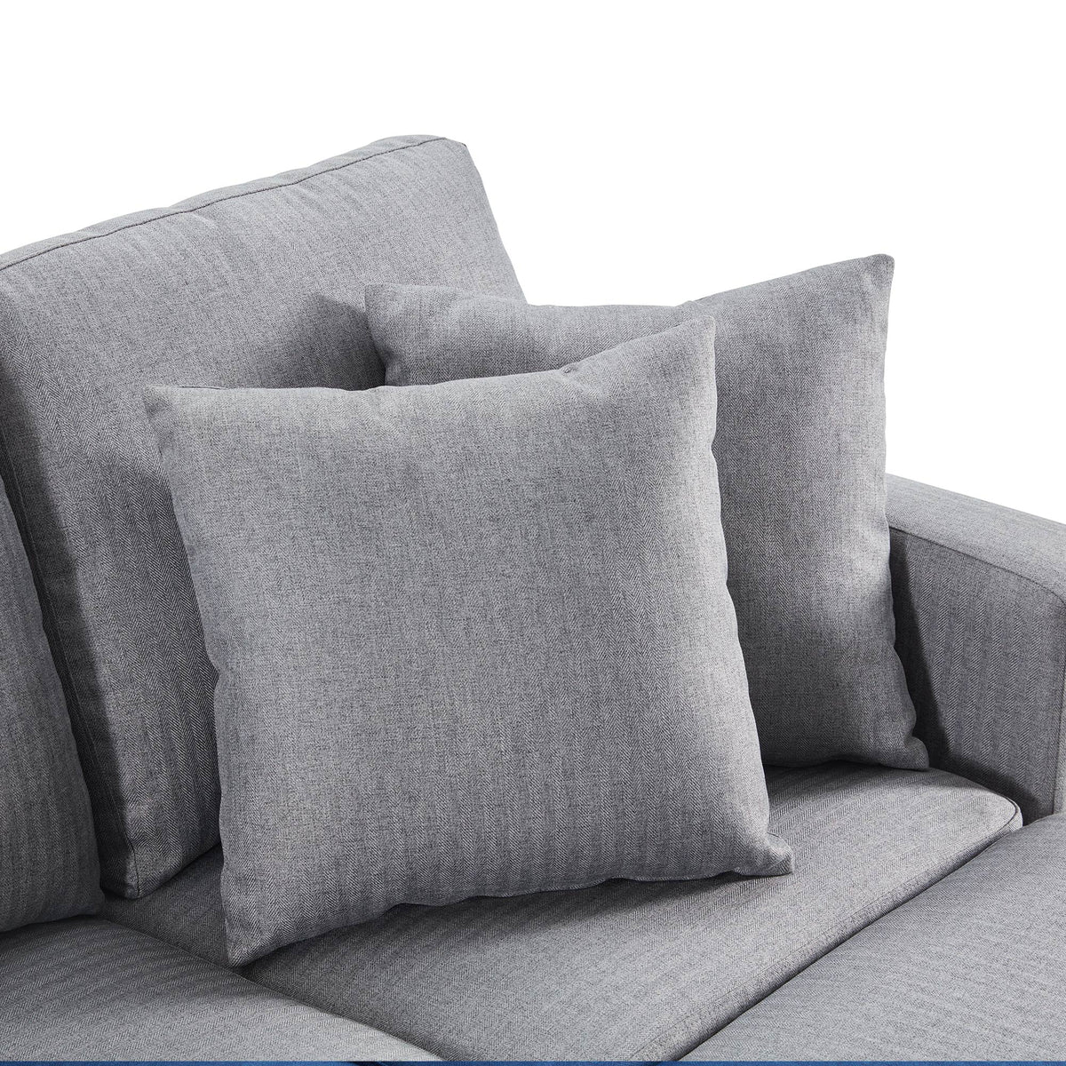 Gray Linen Fabric Convertible Sectional Sofa Q52909