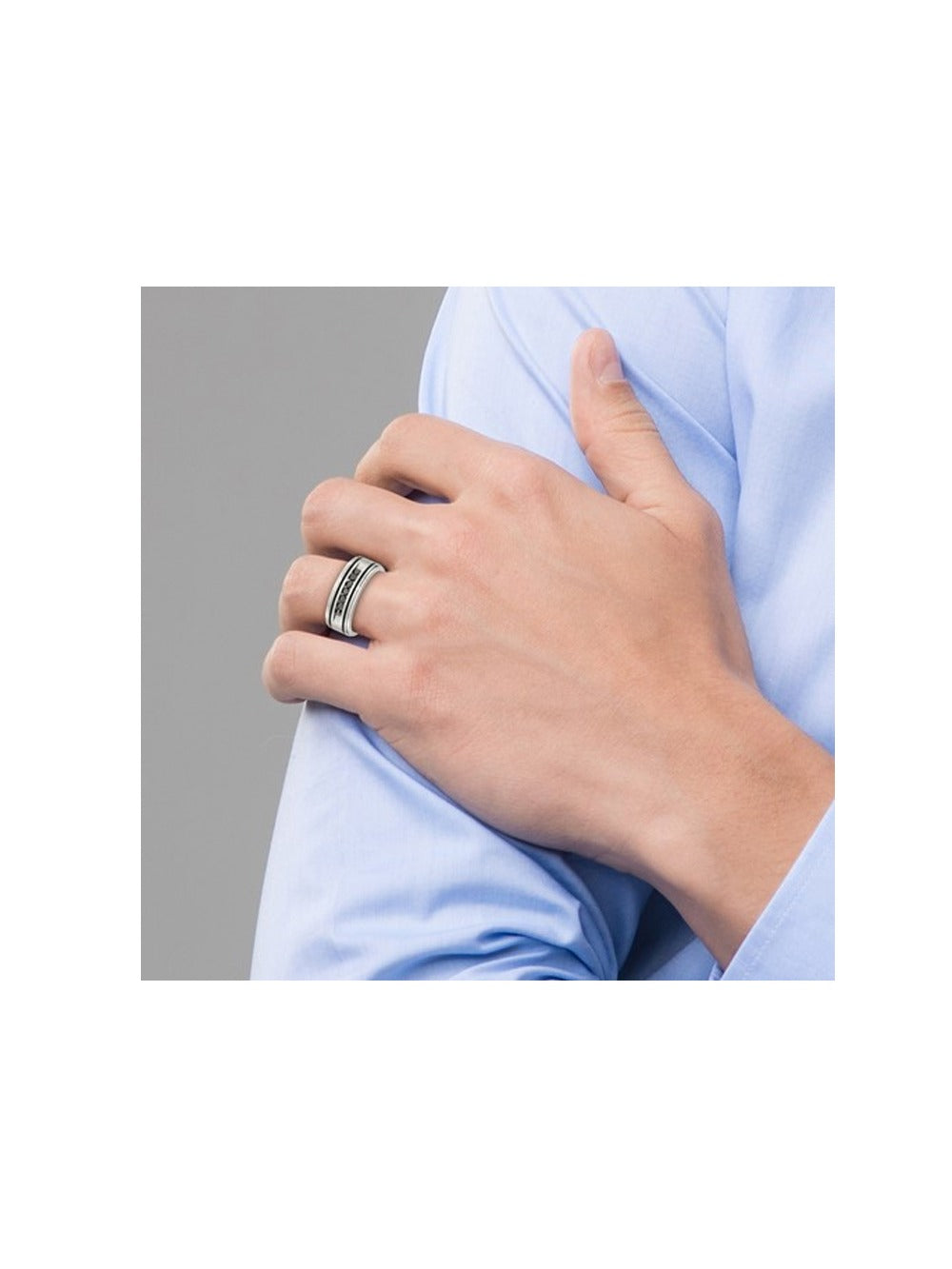 Black Diamond Stainless Steel Band Ring U997588