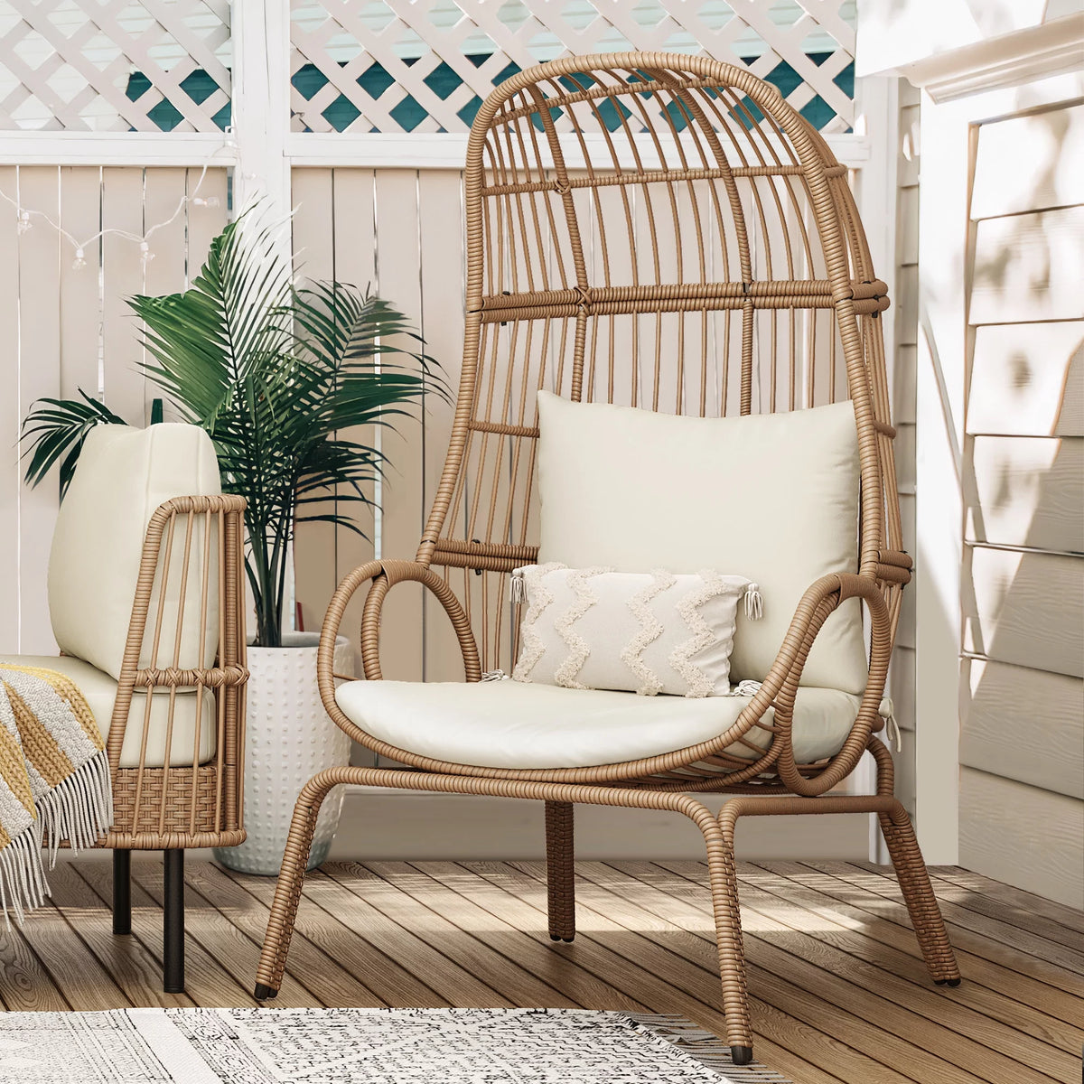 Oversized Wicker Egg Chair with Steel Frame P580