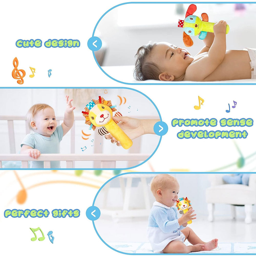 3 Pack Baby Rattles Toys Soft Rattle Sensory Toys Stuffed Animals Hand Grip Set Y803105