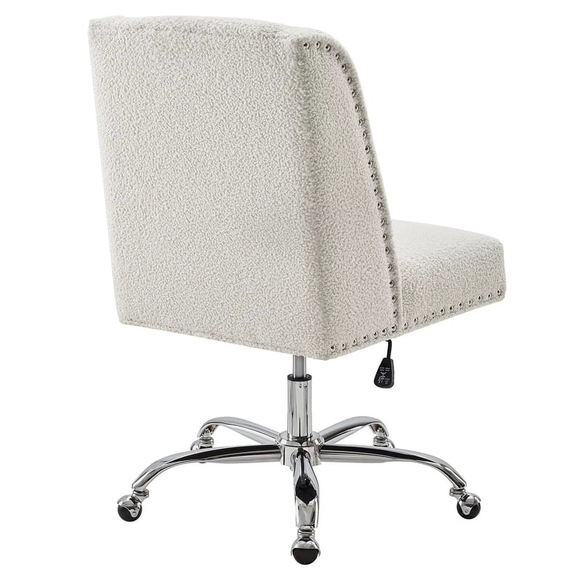 Upholstered Swivel Office Chair in Cream Sherpa V230