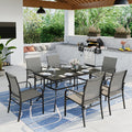 7-Piece Outdoor Patio Dining Set with 6 Textilene Chairs & Metal Table Q51003