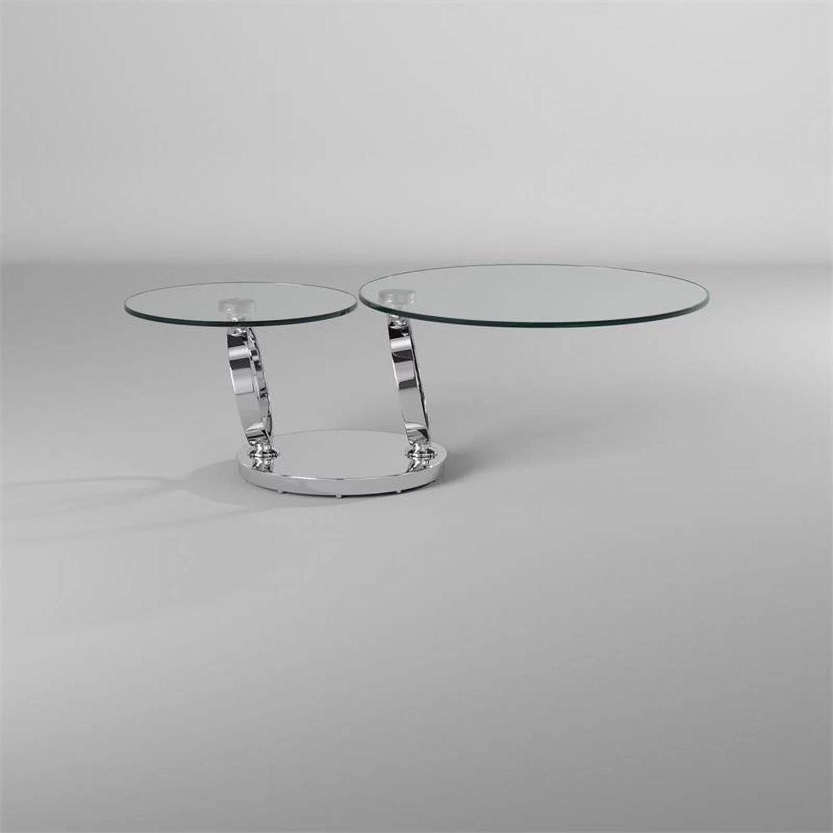Glass Top Coffee Table with Round Base in Chrome H757