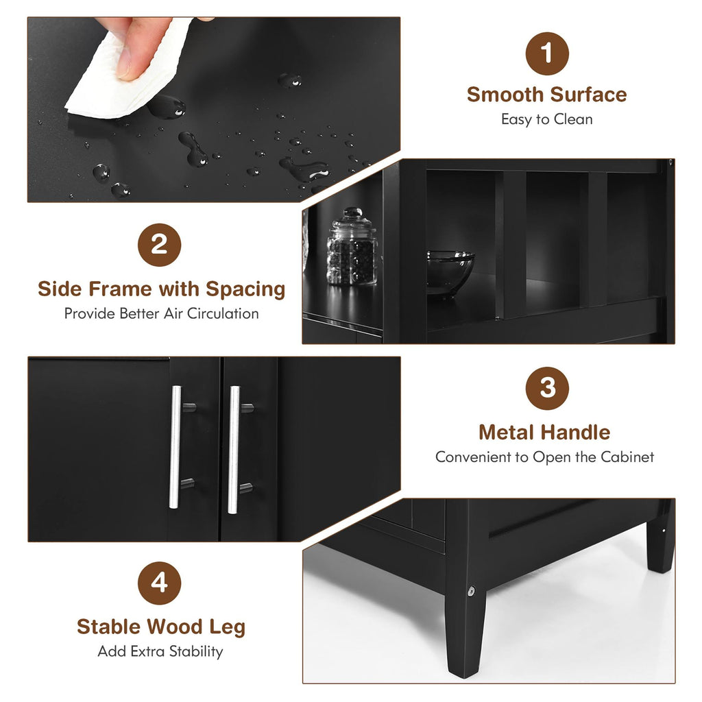 Black 2 Doors Kitchen Sideboard Cabinet N530