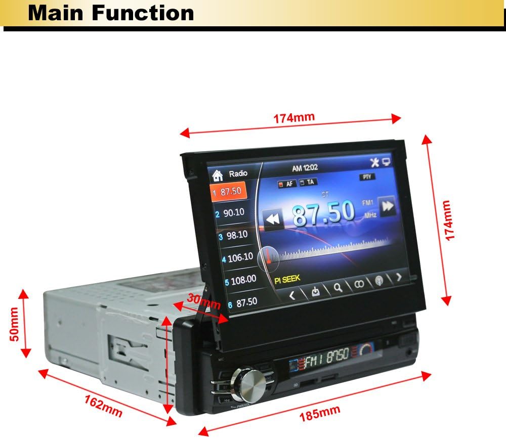 7 Inch Single Din Touchscreen Car Stereo with Wireless Remote Control T889412
